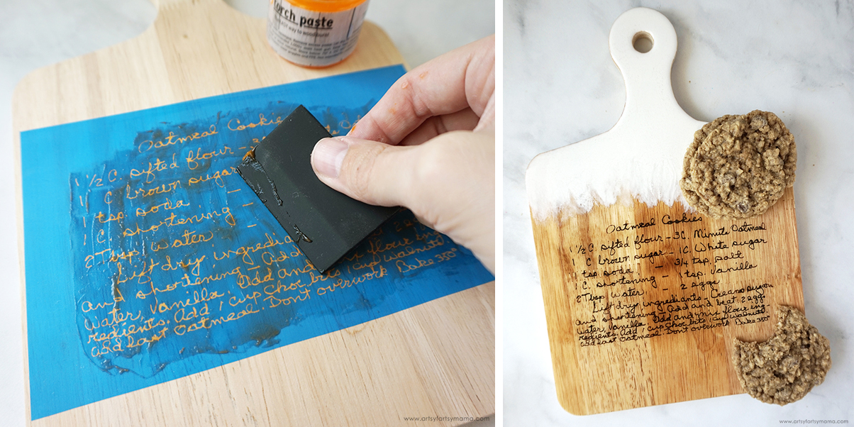 handwritten recipe cutting board by artsy fartsy mama