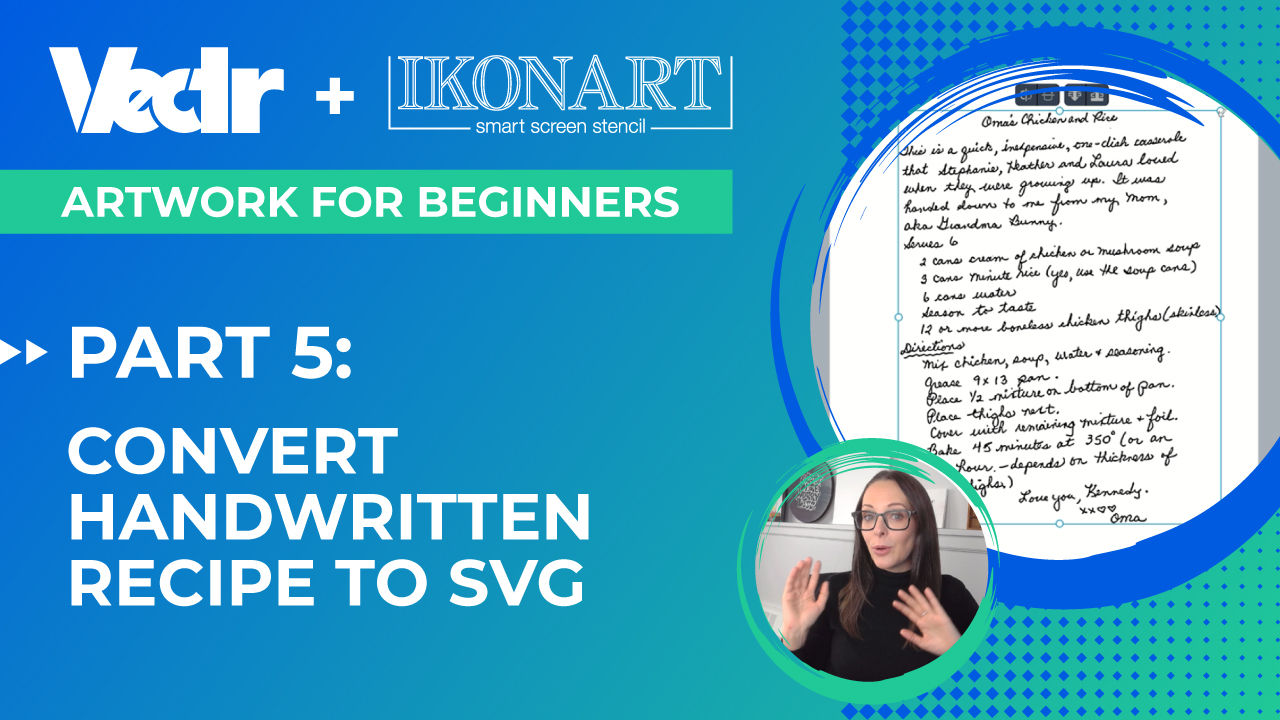 convert handwritten recipe to SVG using Vectr