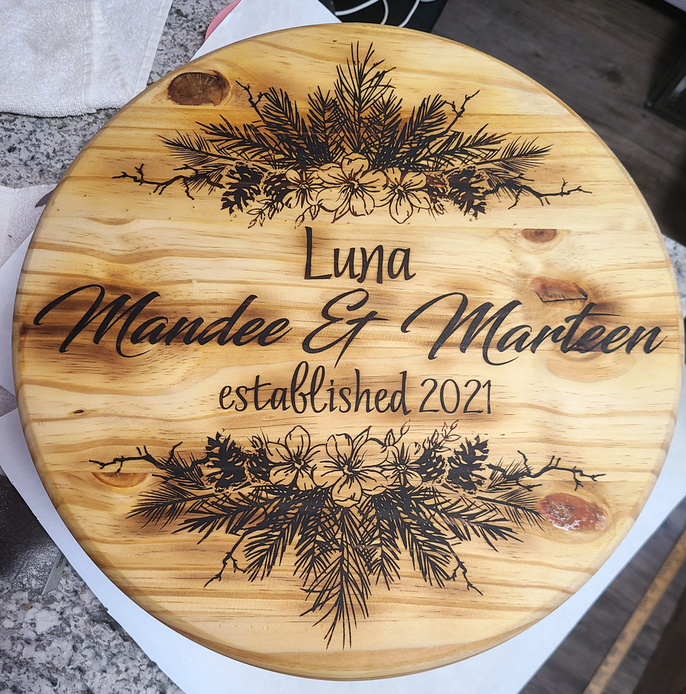 Custom Woodburned Piece on Wood Round 