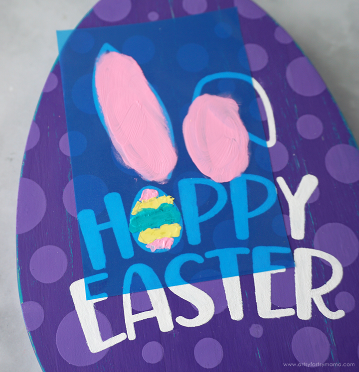 Stenciled "Hoppy Easter" Wooden Egg Sign