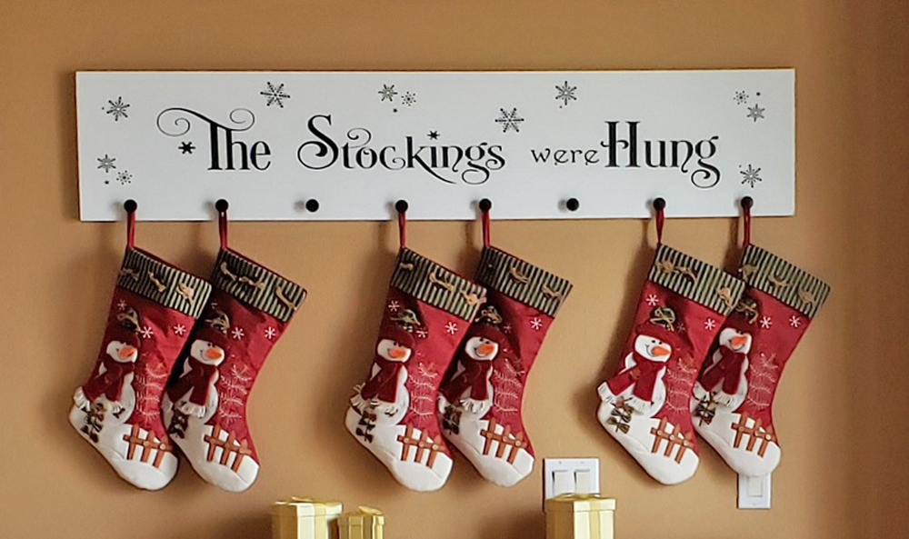 diy christmas stocking hanger sign with ikonart