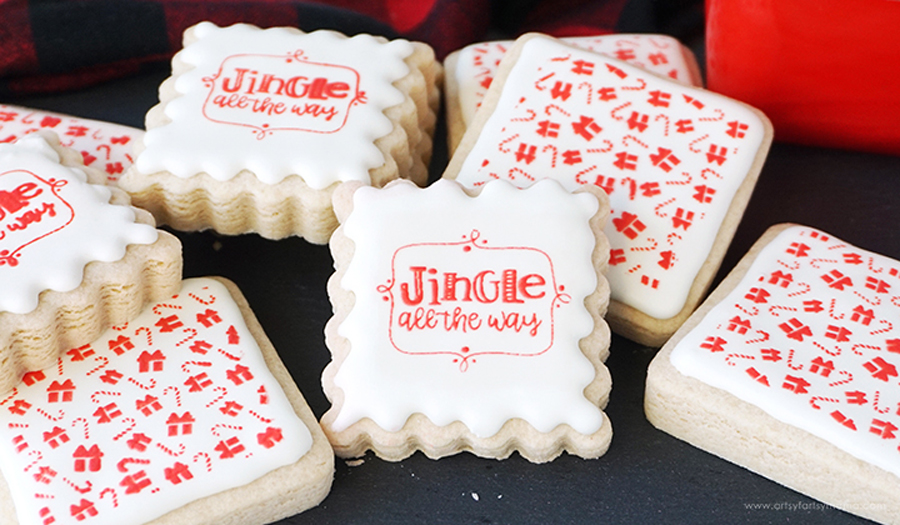 stenciled christmas sugar cookies with ikonart