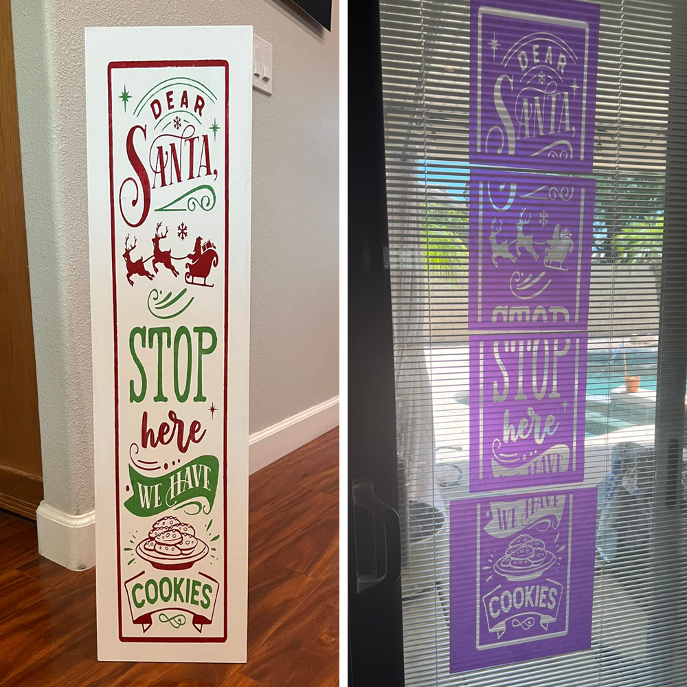 large porch sitter sign made with ikonart stencil