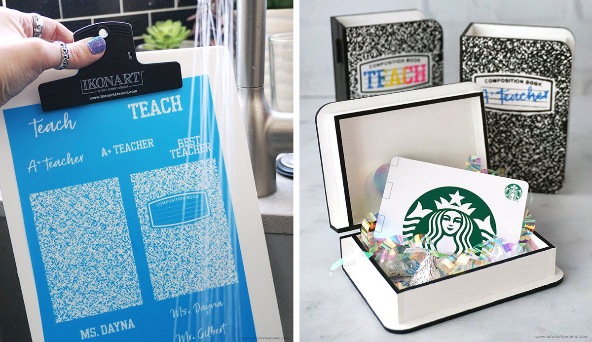 DIY gift card box for teachers with ikonart