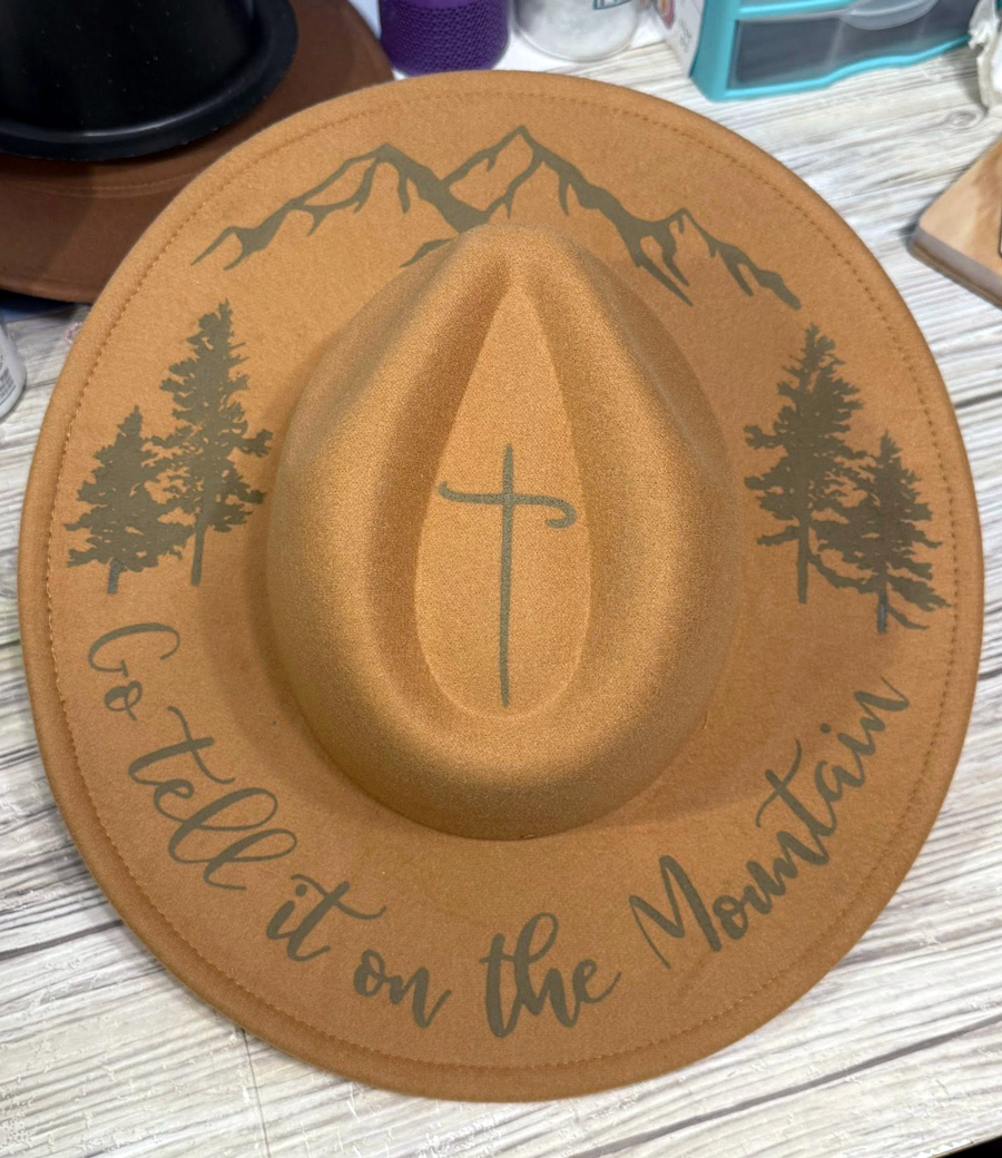 stenciled felt hat with ikonart stencils