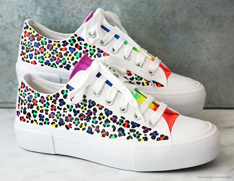 custom lisa frank shoes with ikonart stencils