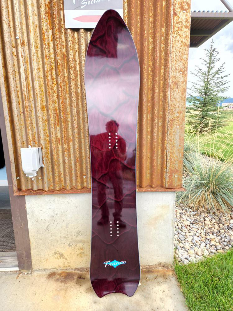 custom snowboard with logo and ikonart stencil